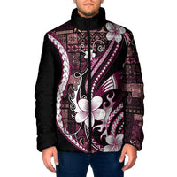 Samoa Siapo Tribal Pattern Padded Jacket Violet Polynesian Plumeria Tapa Motif LT9 Men Violet - Polynesian Pride