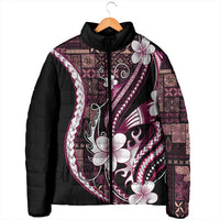 Samoa Siapo Tribal Pattern Padded Jacket Violet Polynesian Plumeria Tapa Motif LT9 - Polynesian Pride