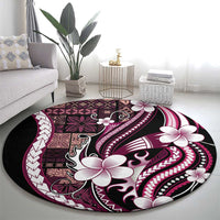 Samoa Siapo Tribal Pattern Round Carpet Violet Polynesian Plumeria Tapa Motif LT9 - Polynesian Pride