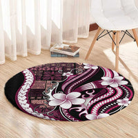 Samoa Siapo Tribal Pattern Round Carpet Violet Polynesian Plumeria Tapa Motif LT9 - Polynesian Pride