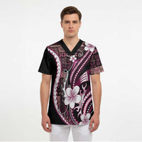 Samoa Siapo Tribal Pattern Scrub Top Violet Polynesian Plumeria Tapa Motif LT9 - Polynesian Pride