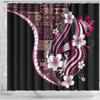 Samoa Siapo Tribal Pattern Shower Curtain Violet Polynesian Plumeria Tapa Motif LT9 - Polynesian Pride