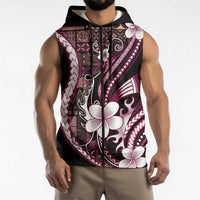 Samoa Siapo Tribal Pattern Sleeveless Zip Hoodie Violet Polynesian Plumeria Tapa Motif LT9 - Polynesian Pride