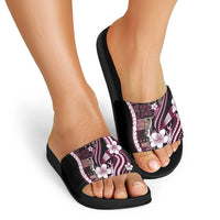 Samoa Siapo Tribal Pattern Slide Sandals Violet Polynesian Plumeria Tapa Motif LT9 - Polynesian Pride