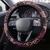 Samoa Siapo Tribal Pattern Steering Wheel Cover Violet Polynesian Plumeria Tapa Motif LT9 - Polynesian Pride