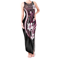 Samoa Siapo Tribal Pattern Tank Maxi Dress Violet Polynesian Plumeria Tapa Motif LT9 Women Violet - Polynesian Pride