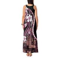 Samoa Siapo Tribal Pattern Tank Maxi Dress Violet Polynesian Plumeria Tapa Motif LT9 - Polynesian Pride