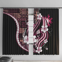 Samoa Siapo Tribal Pattern Window Curtain Violet Polynesian Plumeria Tapa Motif LT9 With Hooks Violet - Polynesian Pride