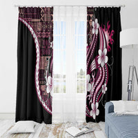 Samoa Siapo Tribal Pattern Window Curtain Violet Polynesian Plumeria Tapa Motif LT9 - Polynesian Pride