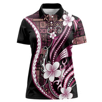 Samoa Siapo Tribal Pattern Women Polo Shirt Violet Polynesian Plumeria Tapa Motif LT9 Female Violet - Polynesian Pride