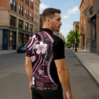 Samoa Siapo Tribal Pattern Zipper Polo Shirt Violet Polynesian Plumeria Tapa Motif LT9 - Polynesian Pride