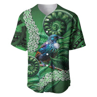 Tui Bird Koru Silver Fern Aotearoa Baseball Jersey LT9 Green - Polynesian Pride