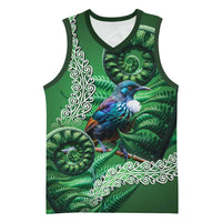 Tui Bird Koru Silver Fern Aotearoa Basketball Jersey LT9 Unisex Green - Polynesian Pride
