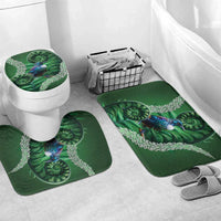 Tui Bird Koru Silver Fern Aotearoa Bathroom Set LT9 Mat Set Only (3 pcs) One Size Green - Polynesian Pride