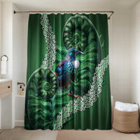 Tui Bird Koru Silver Fern Aotearoa Bathroom Set LT9 Shower Curtain Only Green - Polynesian Pride