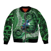 Tui Bird Koru Silver Fern Aotearoa Bomber Jacket LT9 Unisex Green - Polynesian Pride