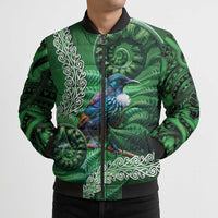 Tui Bird Koru Silver Fern Aotearoa Bomber Puffer Jacket LT9 - Polynesian Pride