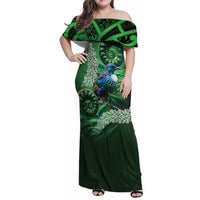 Tui Bird Koru Silver Fern Aotearoa Family Matching Off Shoulder Maxi Dress and Hawaiian Shirt