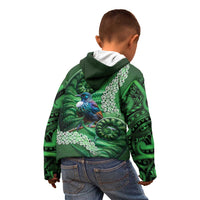 Tui Bird Koru Silver Fern Aotearoa Kid Hoodie LT9 - Polynesian Pride