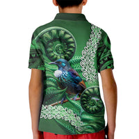Tui Bird Koru Silver Fern Aotearoa Kid Polo Shirt LT9 - Polynesian Pride