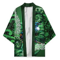 Tui Bird Koru Silver Fern Aotearoa Kimono LT9 Unisex Green - Polynesian Pride
