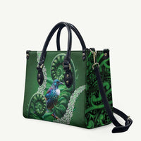 Tui Bird Koru Silver Fern Aotearoa Leather Bag LT9 Green - Polynesian Pride