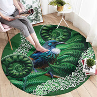 Tui Bird Koru Silver Fern Aotearoa Round Carpet LT9 - Polynesian Pride