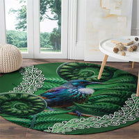 Tui Bird Koru Silver Fern Aotearoa Round Carpet LT9 - Polynesian Pride