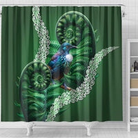 Tui Bird Koru Silver Fern Aotearoa Shower Curtain LT9 - Polynesian Pride