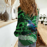Tui Bird Koru Silver Fern Aotearoa Women Casual Shirt LT9 - Polynesian Pride