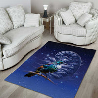 Tui Bird Matariki Galaxy Area Rug Koru Silver Fern Aotearoa LT9 - Polynesian Pride