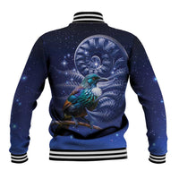 Tui Bird Matariki Galaxy Baseball Jacket Koru Silver Fern Aotearoa LT9 - Polynesian Pride