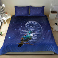 Tui Bird Matariki Galaxy Bedding Set Koru Silver Fern Aotearoa LT9 - Polynesian Pride