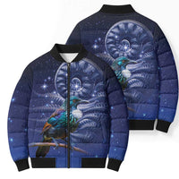 Tui Bird Matariki Galaxy Bomber Puffer Jacket Koru Silver Fern Aotearoa LT9 - Polynesian Pride