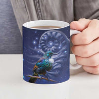 Tui Bird Matariki Galaxy Ceramic Mug Koru Silver Fern Aotearoa LT9 - Polynesian Pride