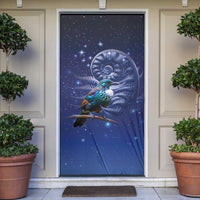 Tui Bird Matariki Galaxy Door Cover Koru Silver Fern Aotearoa