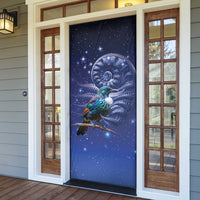 Tui Bird Matariki Galaxy Door Cover Koru Silver Fern Aotearoa