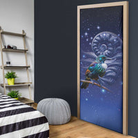 Tui Bird Matariki Galaxy Door Cover Koru Silver Fern Aotearoa