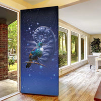 Tui Bird Matariki Galaxy Door Cover Koru Silver Fern Aotearoa
