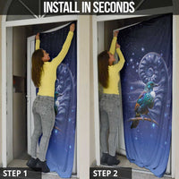 Tui Bird Matariki Galaxy Door Cover Koru Silver Fern Aotearoa