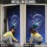 Tui Bird Matariki Galaxy Door Cover Koru Silver Fern Aotearoa
