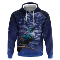 Tui Bird Matariki Galaxy Hoodie Koru Silver Fern Aotearoa