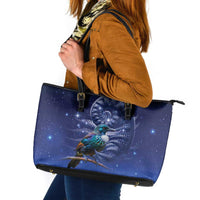 Tui Bird Matariki Galaxy Leather Tote Bag Koru Silver Fern Aotearoa LT9 Galaxy - Polynesian Pride