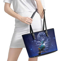 Tui Bird Matariki Galaxy Leather Tote Bag Koru Silver Fern Aotearoa LT9 - Polynesian Pride