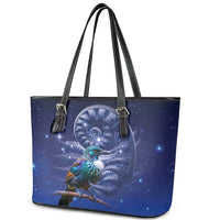 Tui Bird Matariki Galaxy Leather Tote Bag Koru Silver Fern Aotearoa LT9 - Polynesian Pride