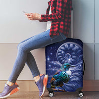 Tui Bird Matariki Galaxy Luggage Cover Koru Silver Fern Aotearoa LT9 - Polynesian Pride