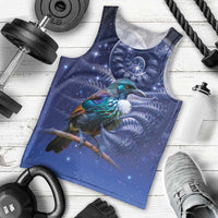 Tui Bird Matariki Galaxy Men Tank Top Koru Silver Fern Aotearoa LT9 - Polynesian Pride