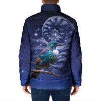 Tui Bird Matariki Galaxy Padded Jacket Koru Silver Fern Aotearoa LT9 - Polynesian Pride