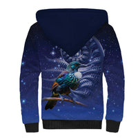 Tui Bird Matariki Galaxy Sherpa Hoodie Koru Silver Fern Aotearoa LT9 - Polynesian Pride