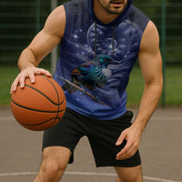 Tui Bird Matariki Galaxy Sleeveless Hoodie Koru Silver Fern Aotearoa LT9 - Polynesian Pride